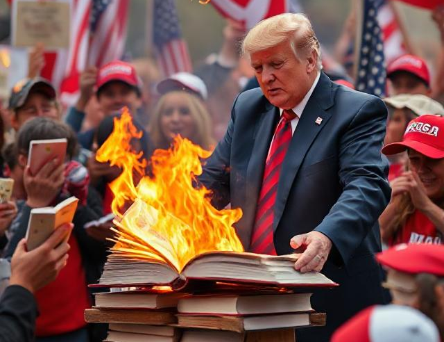 It tells me that nazis should try reading booking instead of burning them